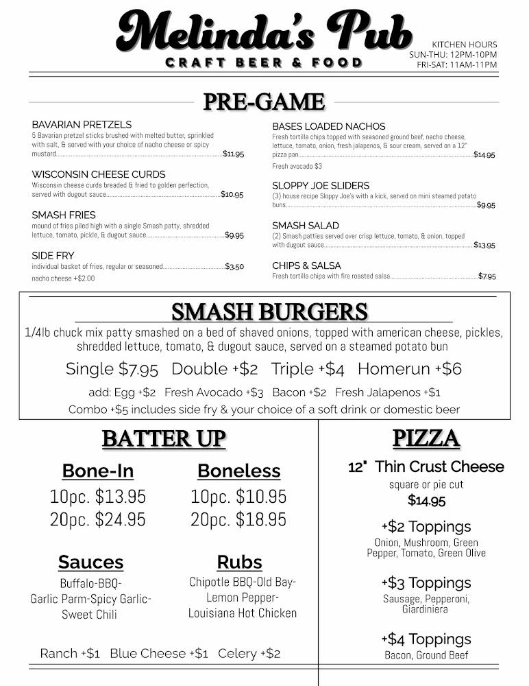 Melinda's Pub Menu image 1